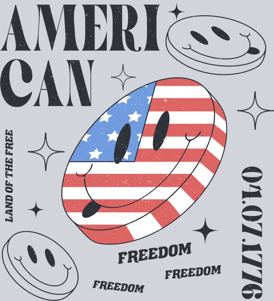 American Smiley Coin - STK00239 (DTF Transfers)