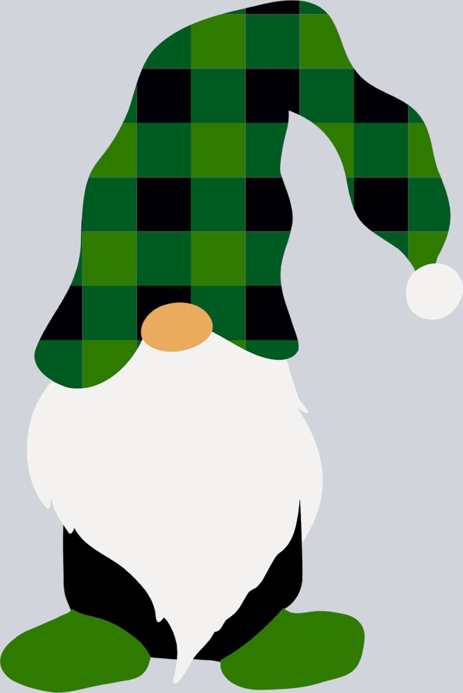 Gnome Skinny Green Plaid - STK02331 (DTF Transfers)