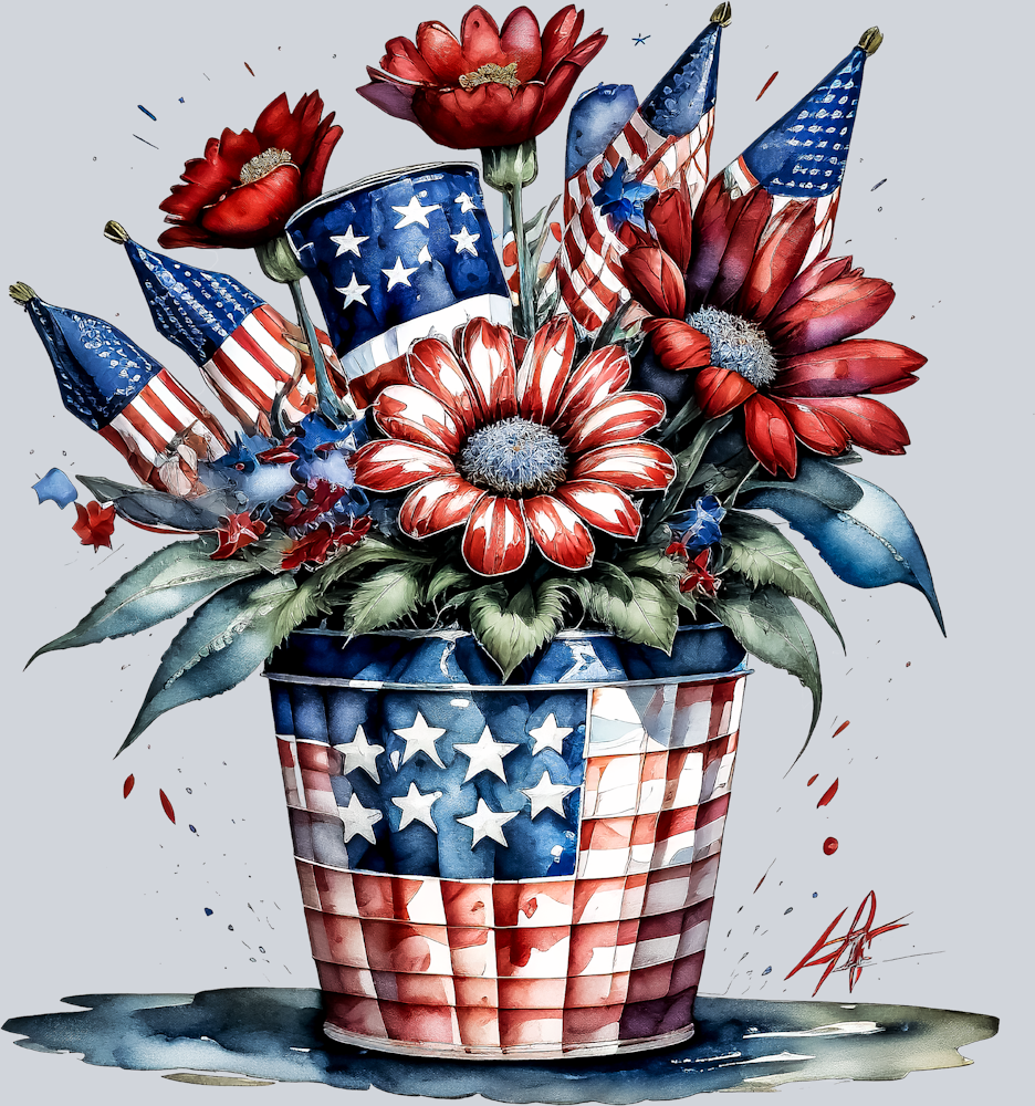 Patriotic Flowers 3 - STK04698 (DTF Transfers)