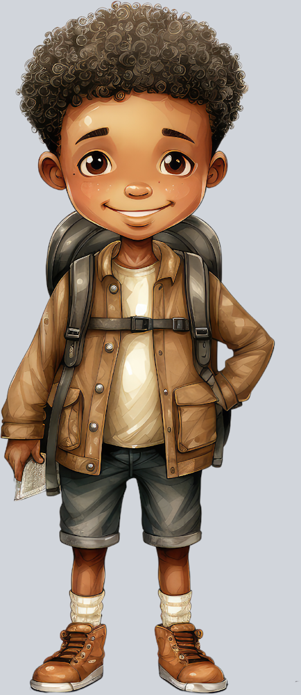 Cute Black Black Boy Back To School 1 - STK01521 (DTF Transfers)