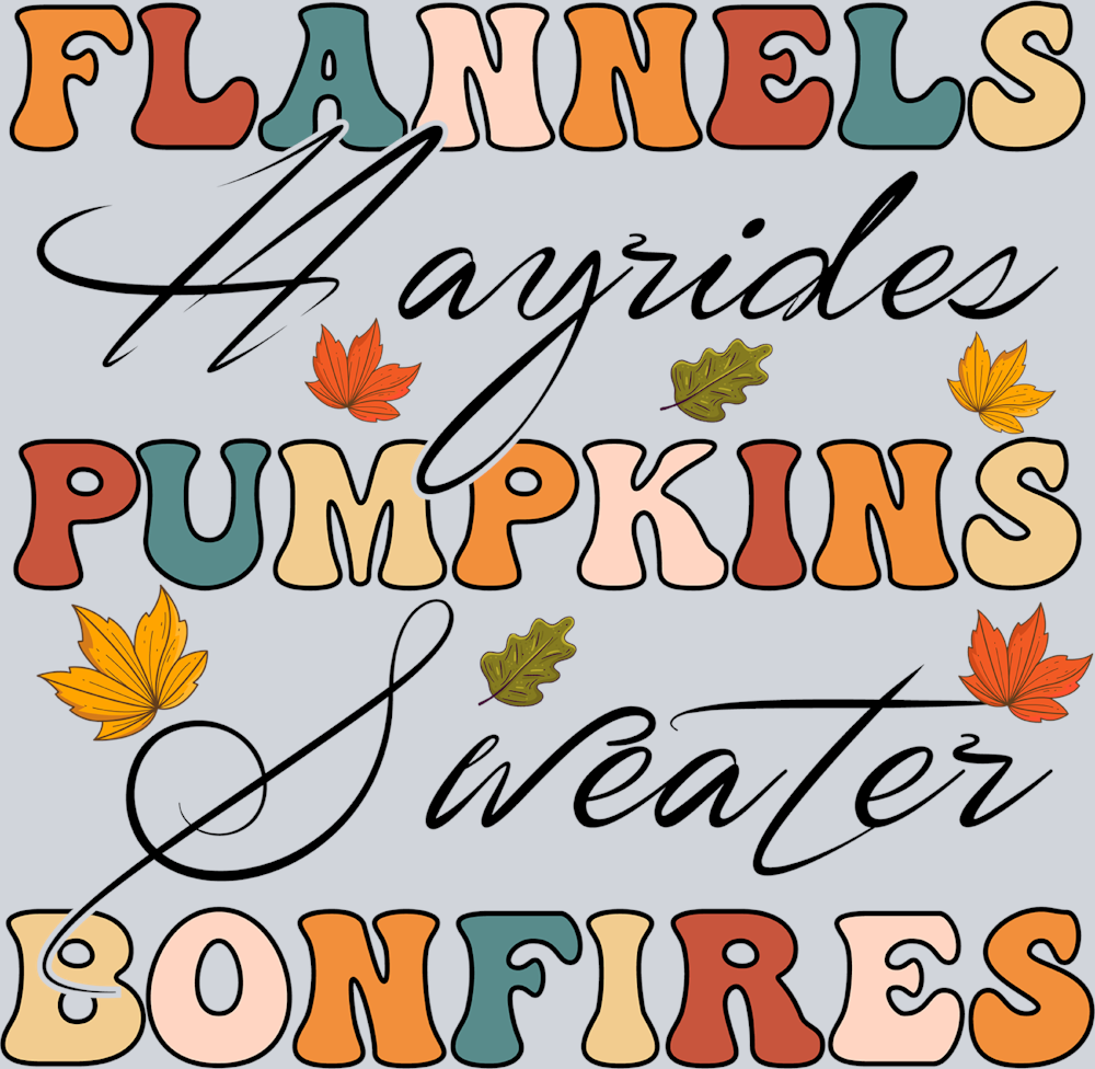 Flannels Hayride Pumpkins Sweater Bonfires - STK02037 (DTF Transfers)