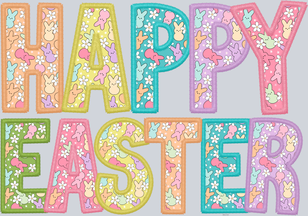 Happy Easter Faux Stitch - STK02538 (DTF Transfers)