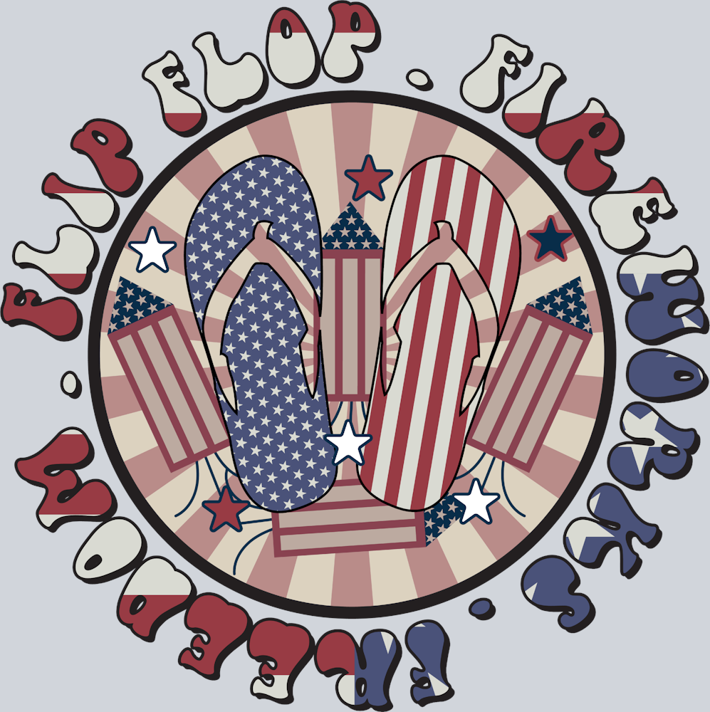 Flip Flop Fireworks Freedom - STK02039 (DTF Transfers)
