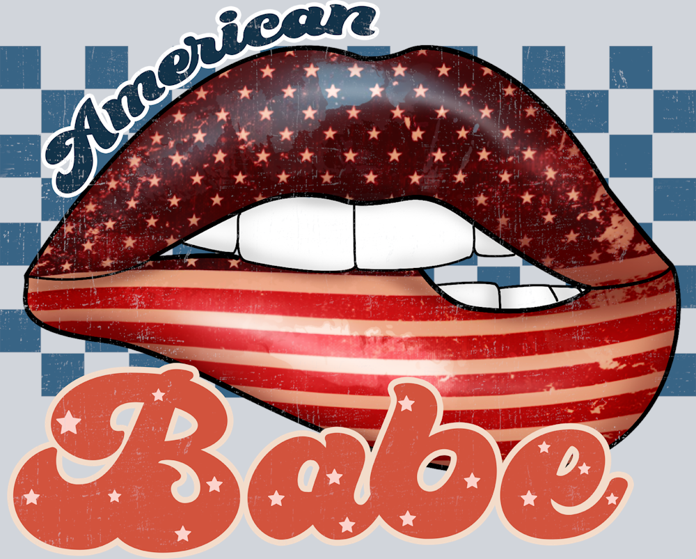 American Babe Lips Stars And Stripes - STK00159 (DTF Transfers)