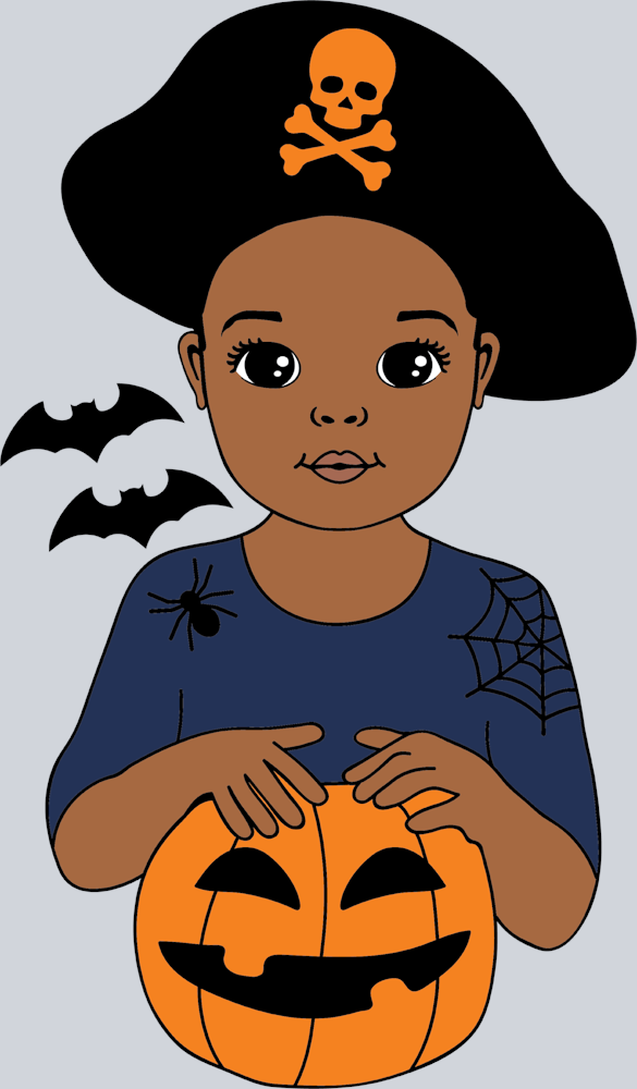 Halloween Pirate Little Black Boy Sitting - STK02499 (DTF Transfers)