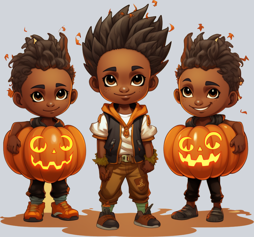 Halloween Black Boys Celebrating - STK02460 (DTF Transfers)