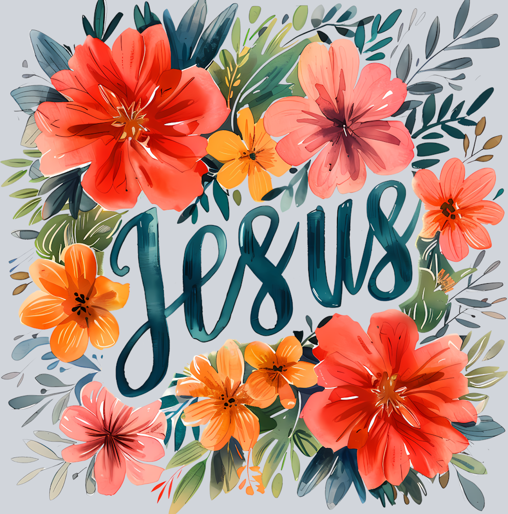 Jesus 2 Floral - STK03313 (DTF Transfers)