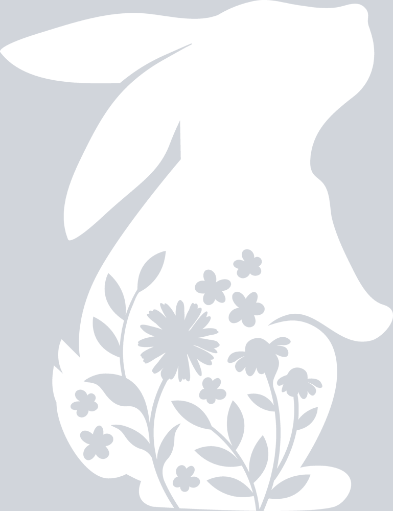 Bunny Silhouette Flowers White - STK01176 (DTF Transfers)