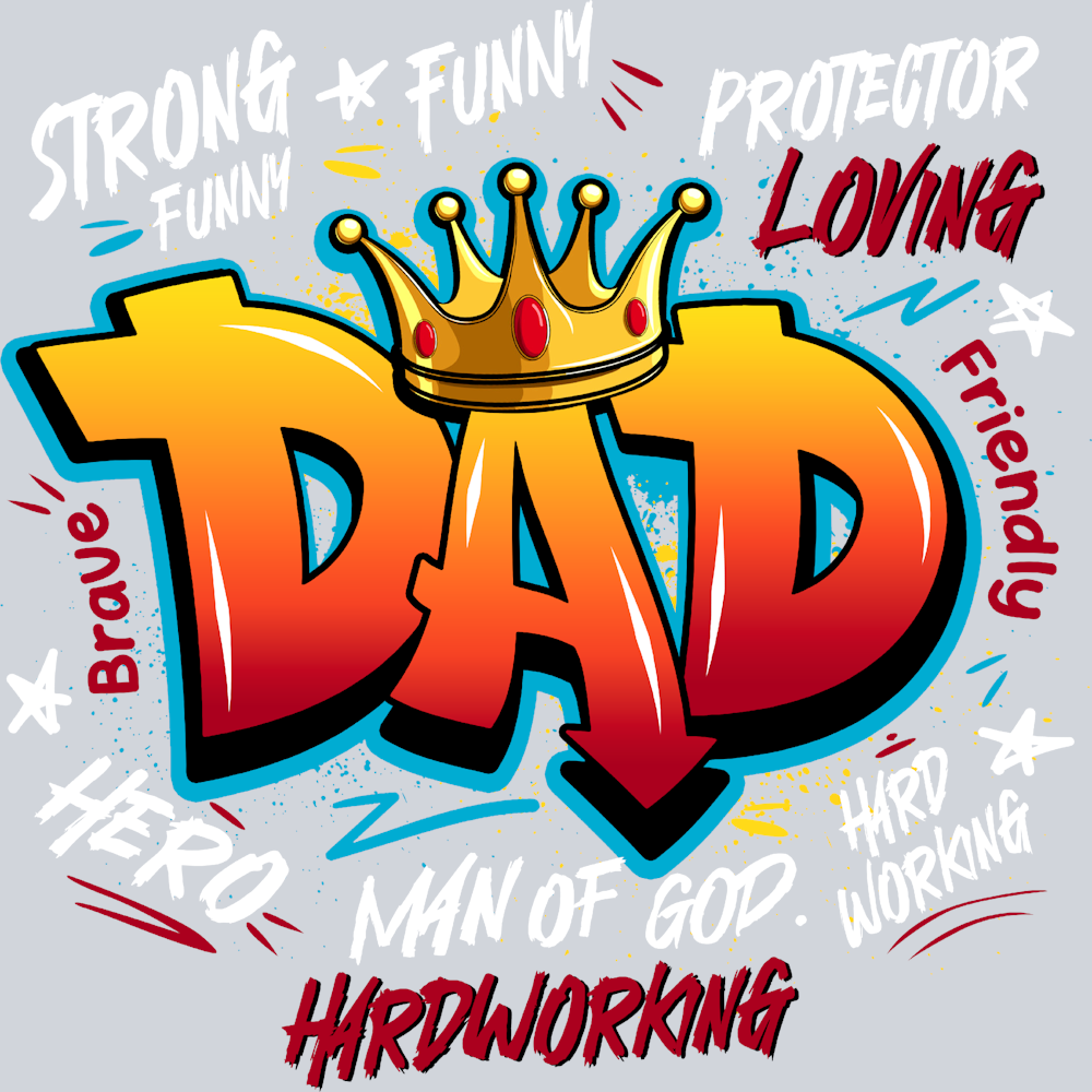 Strong Funny Protector Loving Dad White - STK05844 (DTF Transfers)