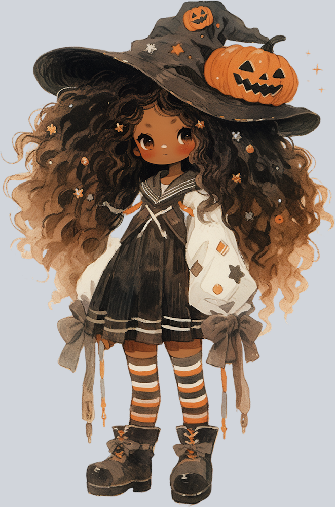 Halloween Black Girl Witch - STK02462 (DTF Transfers)
