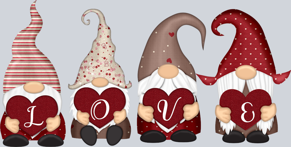 Gnome Love Pattern Hearts - STK02305 (DTF Transfers)