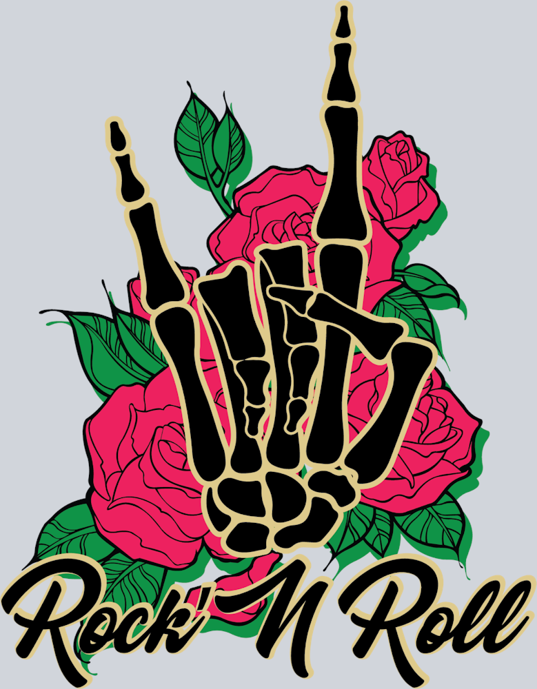 Skeleton Rock N Roll Roses - STK05516 (DTF Transfers)