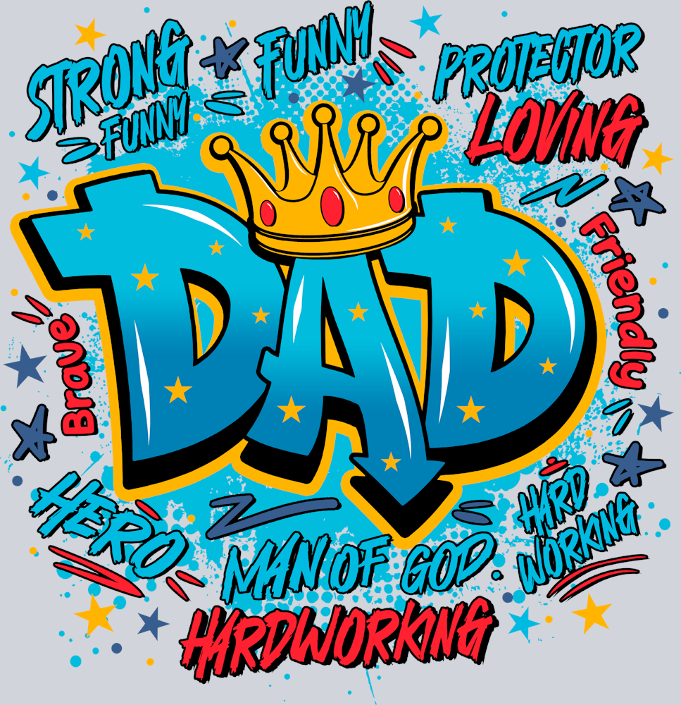 Dad With Stars - Blue - STK01586 (DTF Transfers)