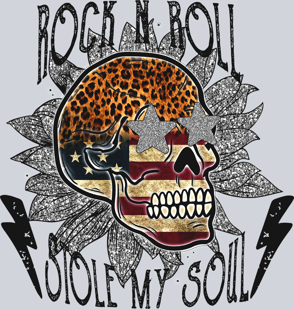 Skull Rock N Roll Stole My Soul - STK05549 (DTF Transfers)