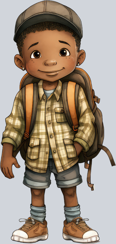 Cute Black Boy Back To School 10 - STK01530 (DTF Transfers)