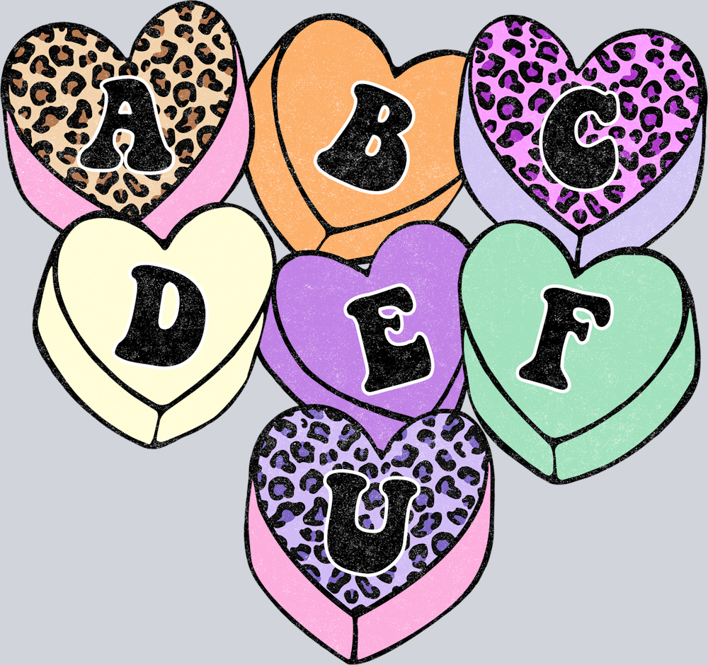 Candy Heart Letters - STK01211 (DTF Transfers)