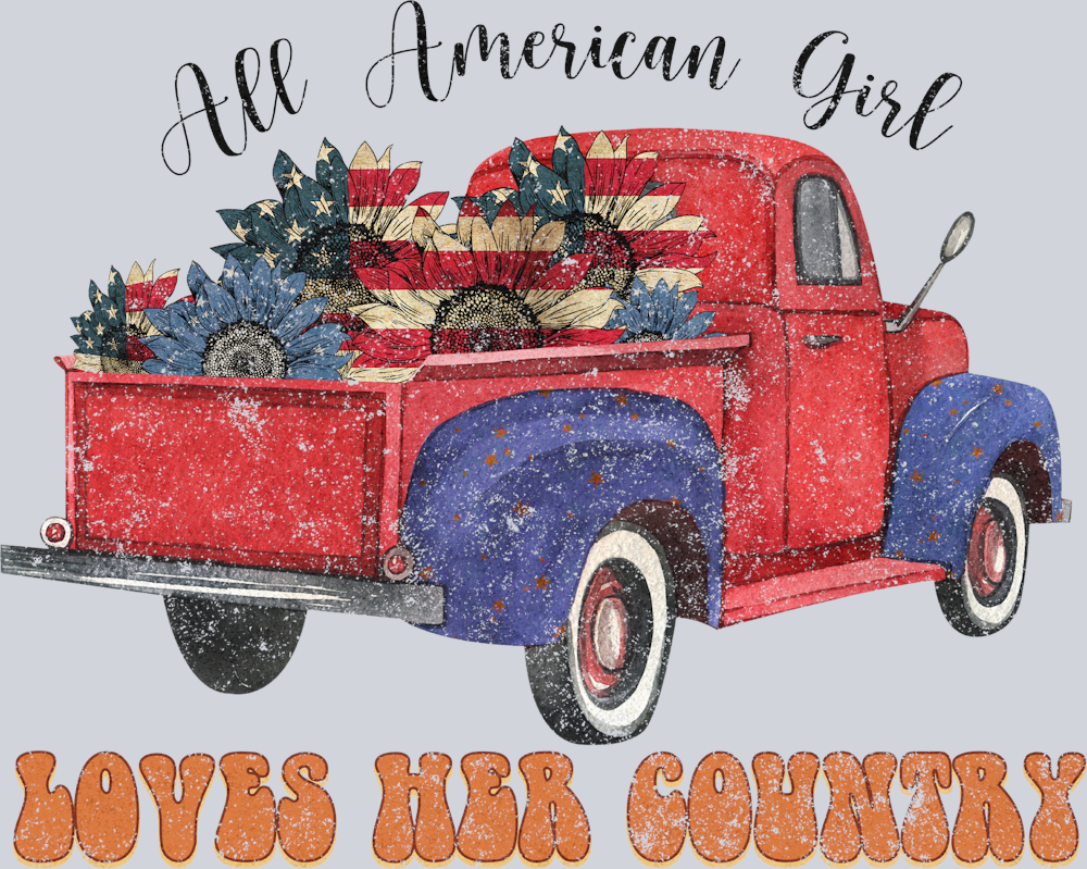 All American Girl Loves Her Country - STK00097 (DTF Transfers)