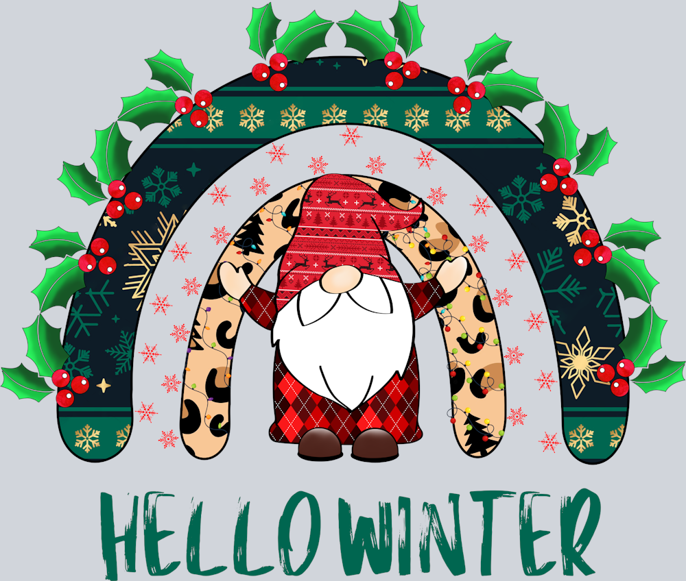 Gnome Hello Winter Rainbow - STK02291 (DTF Transfers)