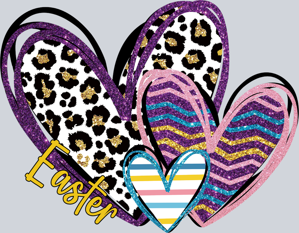Easter Glitter Hearts - STK06977 (DTF Transfers)