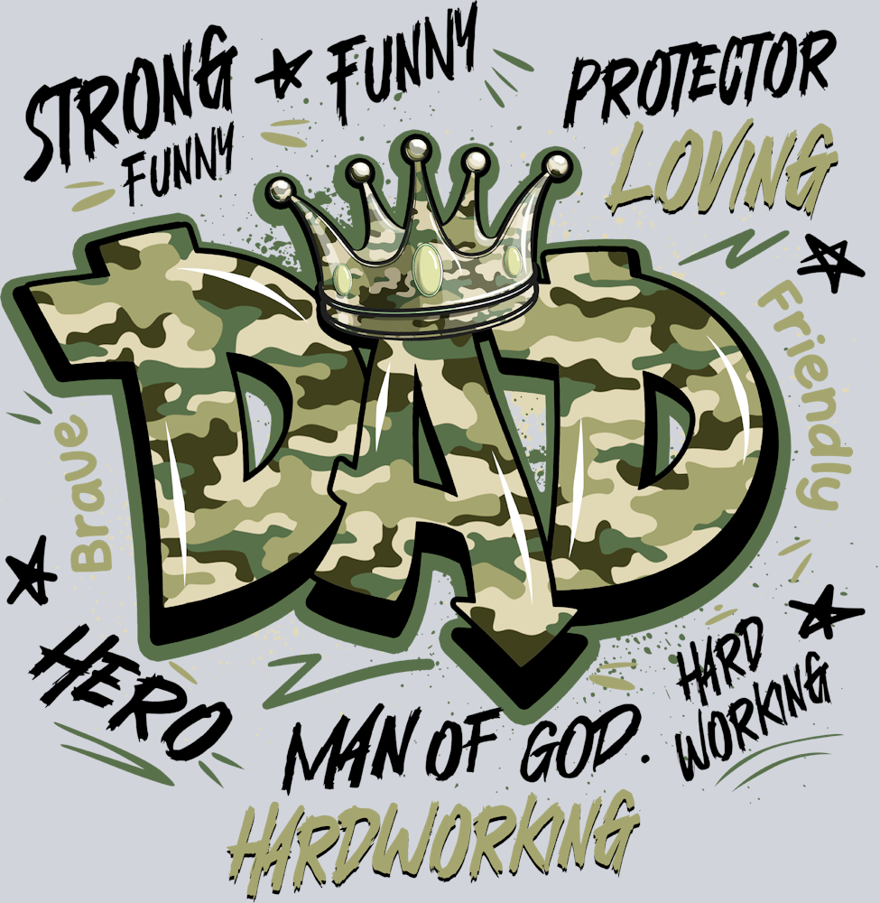 Dad Crown - Camo And Black - STK01573 (DTF Transfers)