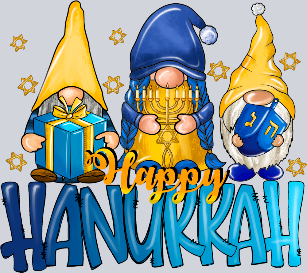 Happy Hanukkah Gnomes - STK02572 (DTF Transfers)