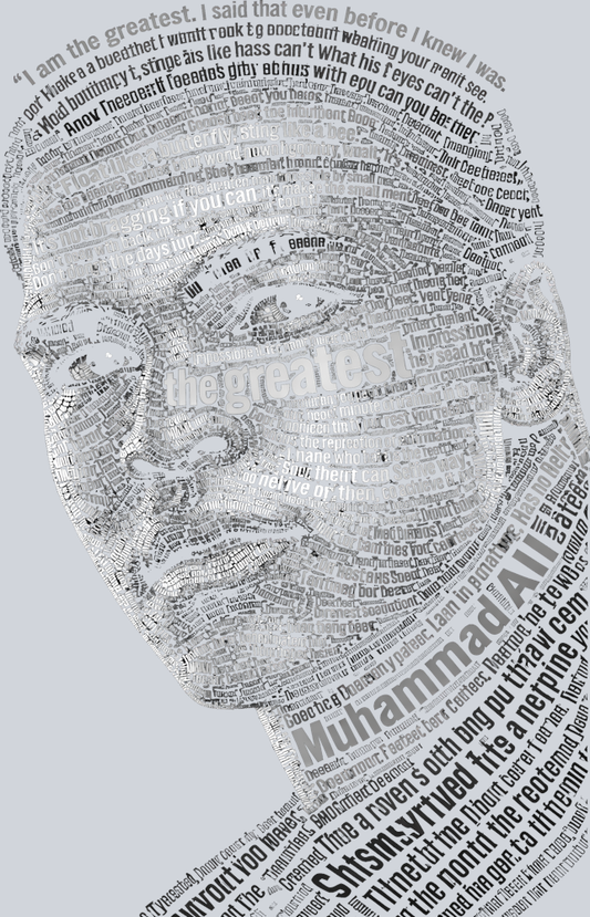 Muhammad Ali Calligram (for black shirts only) - STK07566 (DTF Transfers)