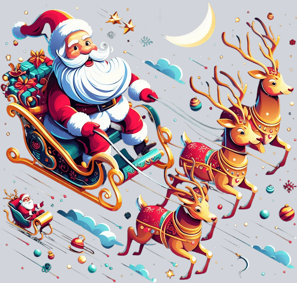 Santa And Reindeers - STK05293 (DTF Transfers)