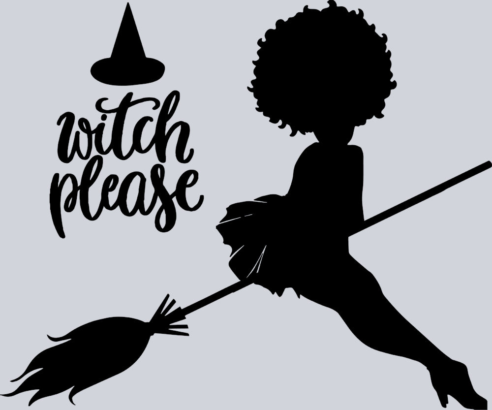 Halloween Afro Woman Witch Please Silhouette - STK02457 (DTF Transfers)