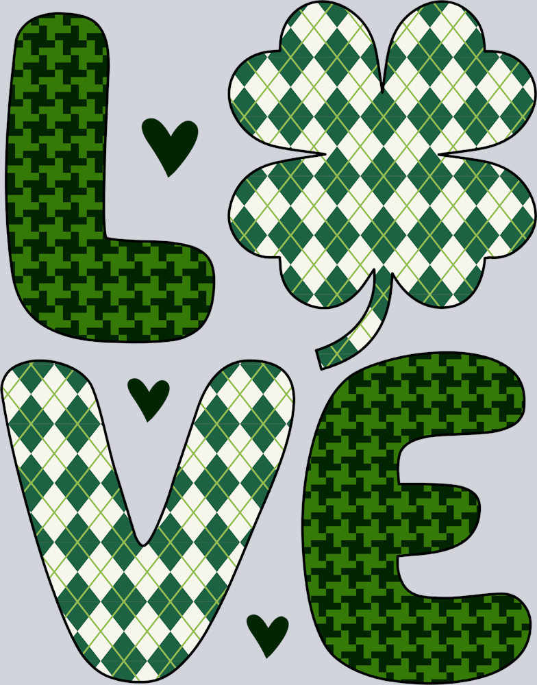 Lucky Love Green Houndstooth - STK03869 (DTF Transfers)