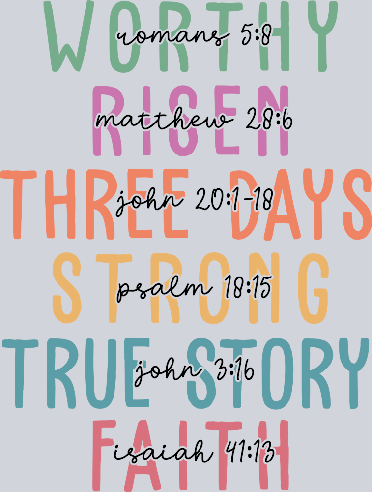 Worthy Risen Three Days Strong True Story Faith - STK06531 (DTF Transfers)