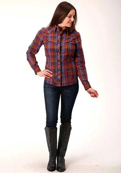 Roper 825 Fancy Yoke Windowpane (Red) - Women's Western Shirt