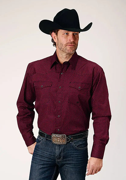 Roper Black Canyon Four Leaf Foulard (Red) - Men's Western Shirt