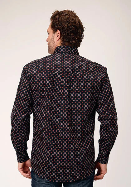 Roper 1846 Cottage Foulard (Black) - Men's Western Shirt