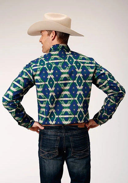 Roper 1814 Aztec Allover Print (Navy) - Men's Western Shirt