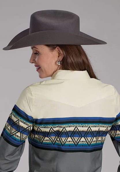Roper 2122 Diamond Border (Grey) - Women's Western Shirt
