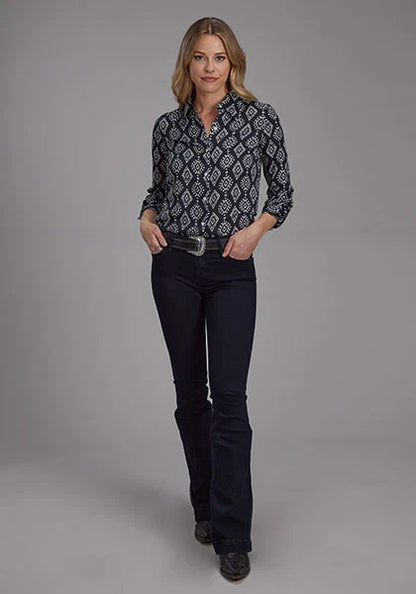Roper 2133 Ikat Print (Black) - Women's Western Blouse