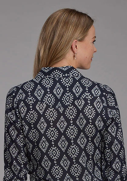 Roper 2133 Ikat Print (Black) - Women's Western Blouse