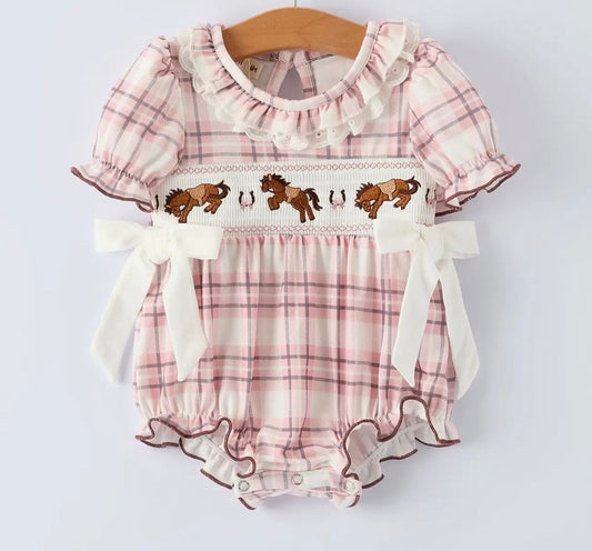 The Embroidered Horse Baby Romper