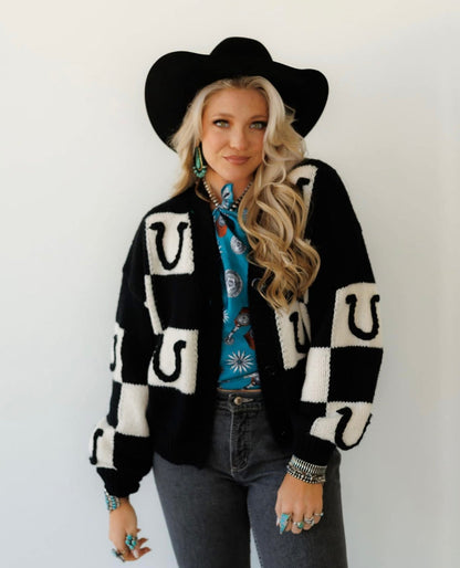 The Horseshoe Cardigan in Black LARGE
