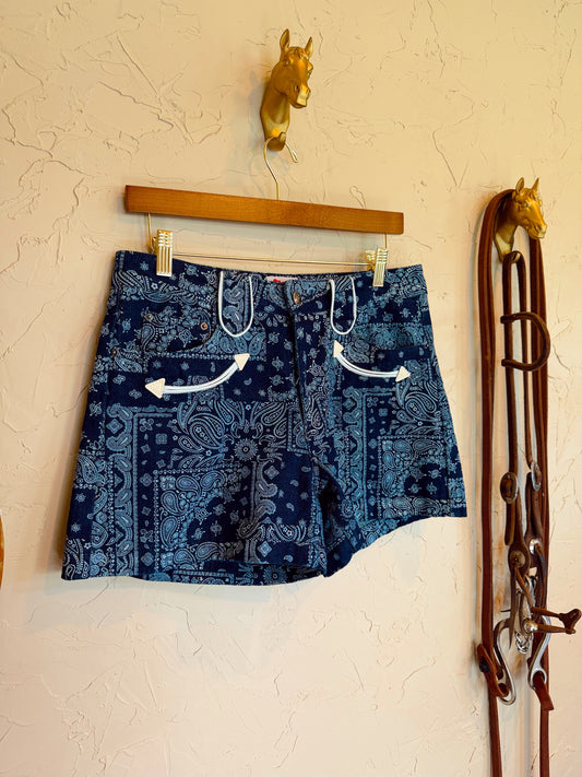 The Bandana Print Denim Shorts