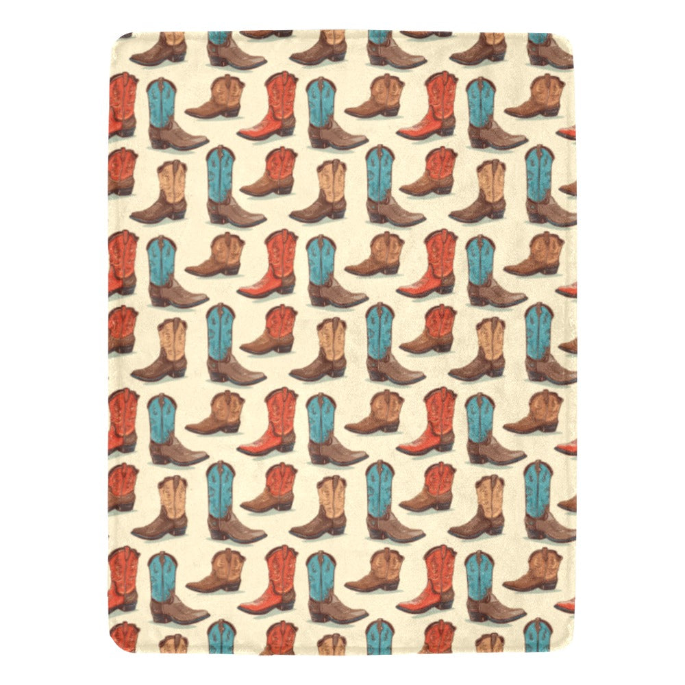 Got My Boots Western Micro Fleece Throw Blanket 60" x 80" Made in America