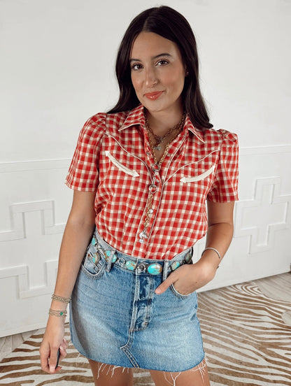 The Gingham Top in Red-BEST SELLER