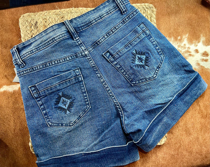 Aztec Denim Shorts - SALE