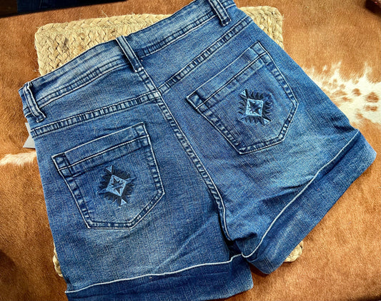 Aztec Denim Shorts - SALE