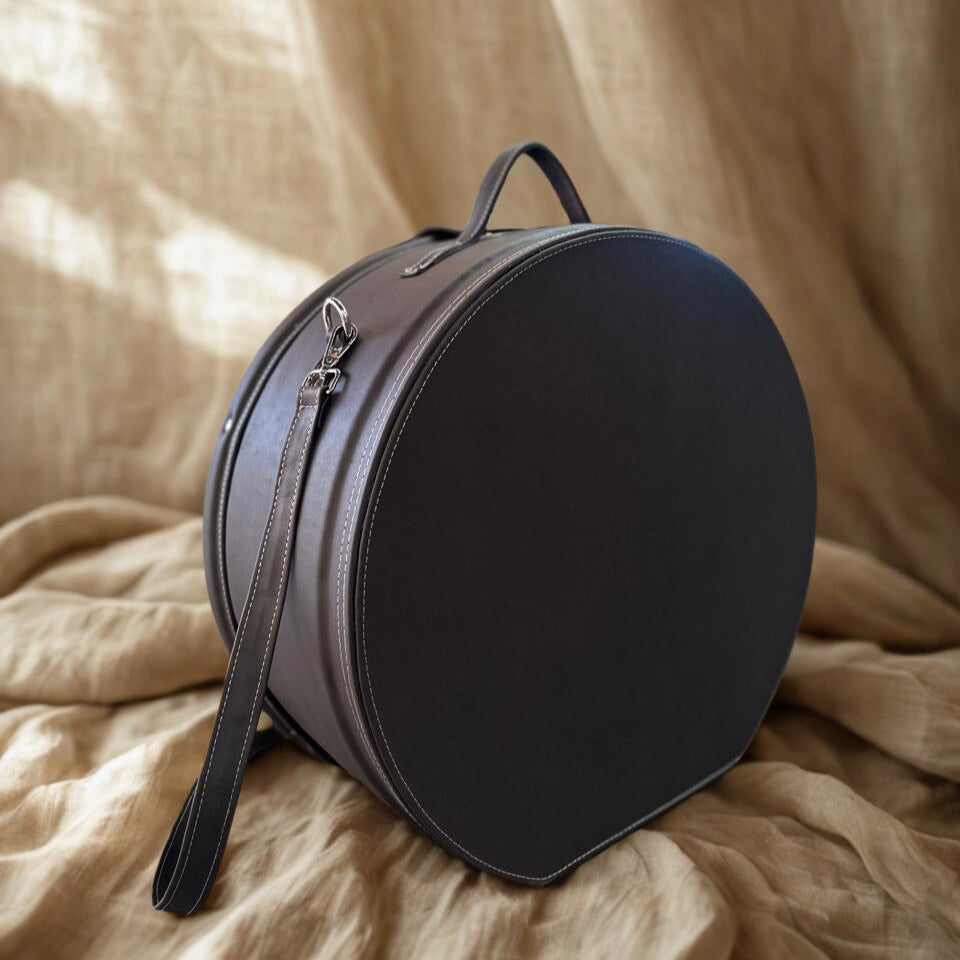 HANDMADE LEATHER HAT TRAVEL CASE AND STORAGE BOX