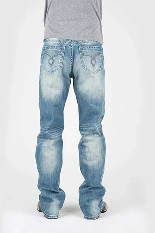 Tin Haul Regular Joe with Grey Diamond Stitch (Light Wash) - Men's Bootcut Jeans