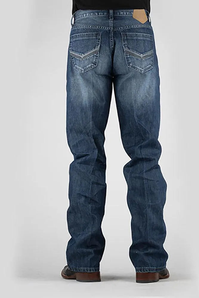 Tin Haul Regular Joe with Grey V Stitch (Dark Wash) - Men's Bootcut Jeans (Closeout)