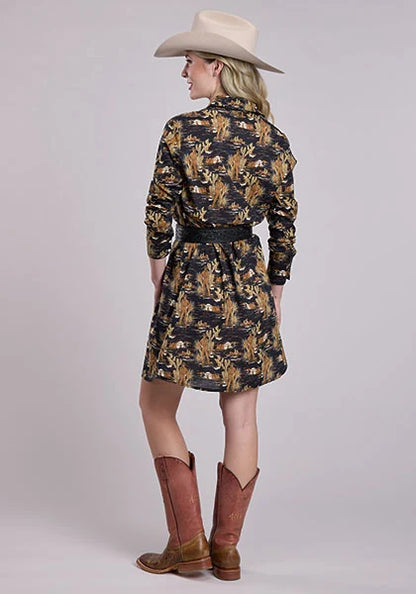 Tin Haul 2565 Cowboy Print (Black) - Women's Western Dress