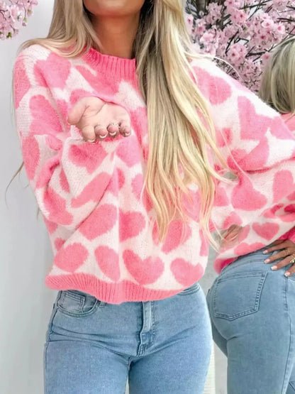 Valentine Heart Round Neck Sweater