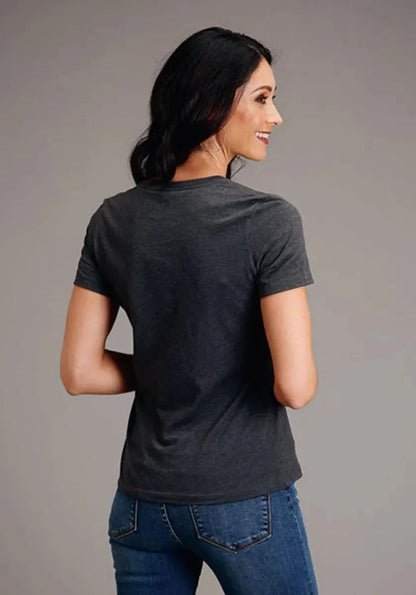 Stetson Sunset and Mountain (Grey) - Women's Short Sleeve T-Shirt